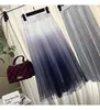 Surmiitro Long Tulle Юбка Женщины весна лето в корейском элегантном элегантном талии плиссированная школа Midi Midi Midi Юбка 210331