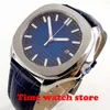 Wristwatches 40mm Miyota 8215 Square Automatic Wrist Watch Men Sapphire Glass Waterproof Leather Blue Black White Strile Dial