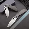 1 sztuk 2021 High End Kieszonkowy Nóż D2 Stone Myjnia Punkt Drop TC4 Stop Tytanu + Uchwyt z włókna węglowego Fold NIC EDC Tool