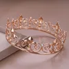 Gold Round Crown King Queen Wedding Tiara Bride Paesaggio da uomo Party Crystal Capelli Gioielli Dei capelli Accessori per capelli da sposa