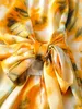 Foridol tie-dye satin party wrap dress donna manica lunga autunno inverno abito camicia night club corto abito giallo abiti 210415