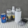 4 في 1 تسامي 16 أوقية ، أكواب Tumblers مستقيمة ، فراغات أبيض يمكن تبريدها لـ 12oz 330ml 335ml Cola Beer Hans زجاجات رفيعة من الفولاذ المقاوم للصدأ مزدوج DIY CUPS