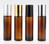 Wholesale Essential Oil Roller Bottles 10ml Frosted Amber Glass with Rollers Balls Roll on Bottle