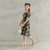 2021 zomer tiener jurk meisje plaid prinses jurk kinderen katoenen jurk kinderkleding mode knoppen meisjes kleding, # 9417 Q0716