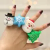 Kids Christmas Gift LED Luminous Finger Ring Snowman Snowflake Xmas Tree Santa Cute Large Jewelry Light in the Dark Glow Stick LLE11692