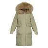 Long Parkas for Women Fashion Korean Style Clothing Black Winter Jackets with Big Fur 210709
