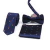 Mode heren 6 cm smalle s strepen bowtie pocket handdoek zakdoek set bruidegom bruidstropdas cravata