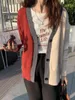 Color-blocked Knitted Cardigan Women Full Sleeve V-neck Loose Fashion Sweater Vintage Korean Ladies Jumpers Femme 210513