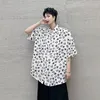 IEFB летняя любовь картина свободно мужская рубашка с коротким рукавом корейская тенденция повседневная негабаритные вершины черные белые шитруs 9y7528 210524