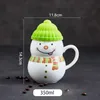 Canecas 9 tipos de caneca de café cerâmica criativa Natal dos desenhos animados boneco de neve copo de água com tampa garrafa de casa ano 2022 presentes273p