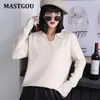 Mastpou Polo Collar Damski sweter Gruby Ciepłe Jesień Zimowe Sciele Eleganckie Miękkie Dzianiny Skoczków Kobiet Top Pull Femme Odzież 210914