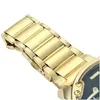 Big Watch Hommes Luxury Golden Steel Watchband Quartz Montres Double fuseau horaire Militaire Relogio Masculino Casual Horloge Man 211223