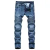 Automne Skateboard Printemps Hommes Ripped Street Hip Hop Punk Stretch Bike Jeans Trous à la mode Pantalons en denim droits 210622