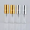 Garrafa de perfume de vidro recarregável de 3ml com pulverizador UV Spray de pulverizador de pulverizador de pulverizador Prata Prata Cap RRB13544