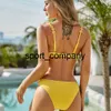 Sexy lage taille bikinis set vrouwen massief geborduurde badmode zomer kant backless badpakken gele strand bodysuits