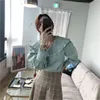 Automne Floral Brodé Coréen Femmes Blouses Chemises À Manches Longues À Double Boutonnage Solide Mode Vintage Tops Blusas Femme 210513