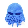 Casquettes de cyclisme masques drôle tentacule poulpe bonnet tricot barbe chapeau Fisher Cap vent Ski masque noir