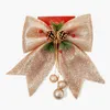 Christmas Tree Decoration Bowknot 5 Colors Bowknots With Bell Xmas Decor Hanging Wedding Festival Party Ornament Props Bow BH4977 TYJ