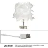 테이블 램프 USB 전원 침실 낭만적 인 인공 깃털 그늘 우아한 LED 책상 램프 현대 거실 침대 옆 홈 장식