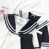 Sommer 2-teiliges Set Frauen JK Uniform Studentin plissiert kurzen Rock College-Stil Schuluniform japanischer kurzer Matrosenanzug 210330