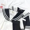 Yaz 2 Parça Set Kadınlar JK Üniforma Kadın Öğrenci Pileli Kısa Etek Koleji Tarzı Okul Üniforma Japon Kısa Sailor Suit 210330