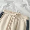 바지 여성 대조 색상 패션 높은 허리 Ropa Mujer 여름 한국 넓은 다리 Pantalon Femme 모든 일치 16712 210415