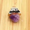 Áspero Gemstone Gold Banhado Ano Anéis de Jóias Homens Mulheres Natural Raw Ametista Cristal Cluster Geode Preto Turmalina Fluorite Roxo Roxo Anel de Pedra de Quartzo Ajustável