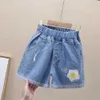 Girls Denim Shorts Summer Kids Egg Pattern Short Pants Children Clothes Big Loose Teenage Girl clothes 10 12 14 16 210723