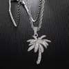 Подвесные ожерелья Hip Hop Blink Iced Out Micro Paved Cz Palm Tree Pendants для мужчин Рэппер Ювелирные изделия с теннисной цепью318K