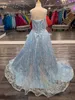 Vloeibare pailletten Meisje Pageant Jurken 2022 Ronde hals A-Lijn Preteen Formal Event Draag jurken Kant-Up Back Sky-Blue Lilac Ivory Fonkelende Shining Flower Girls Teen