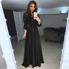 Kadınlar Maxi Elbiseler V Boyun Casual Elbise Uzun Kollu Kat Uzunluk Split Boho Katı Uzun Noel Vestido