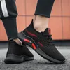 Hotsale Flying woven men's breathable mesh running shoes black white red comfortable soft sole sneakers trainers