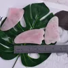 Massage Gun Gua Sha Tool 100% Natural Rose Quartz Stone China Traditional Facial SPA Acupuncture Scraping Healing For Health Care