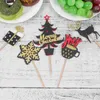 Otros suministros para fiestas festivas 10 piezas Patrón de papel de Navidad Selecciones de pasteles Fruta Cupcake Postre Toppers Favores del festival