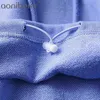 Damskie podstawowe bluzy 100% bawełna Solidna z długim rękawem Jesień Wiosna Casual Pulowers Z Kapturem Topy 210604