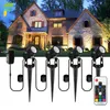 Lawn Lampor Utomhus Landskapsbelysning Utdragbar RGB LED Garden Lights 3W 12V 300 Lumen Vattentät spotlights för väggar Träd