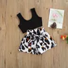 0-3Y zomer peuter baby baby kind meisje kleding set vest tops boog luipaard shorts outfits kostuums 210515