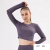 Ropa de Yoga para mujer, traje de manga larga para mujer, mallas de cintura alta de melocotón para entrenamiento deportivo