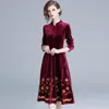 Women Autumn & Winter Elegant Sequin Velvet Dress Festa Female High Quality Designer Party Vestidos Vintage Robe Femme Casual Dresses