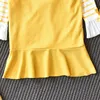 Vestiti per ragazze Set Autunno manica svasata Top a righe + Gonna gilet 2 pezzi Dolce bambino bambino per 3-7 anni 210528