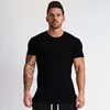 MuscleGuys Merk Kleding Sportscholen T-shirt Mens Fitness T-shirt Katoenen T-shirt Mannen Bodybuilding Zomer Tops Slim Fit T-shirt 210421