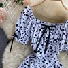 Svart Vit Polka Dot Print Mini Dress Kvinnors Sommar Es Chic Puff Short Sleeve Sweet Party Club Sexy 210603