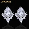 Marque à la mode Diamante femmes oreille bijoux couleur argent étincelant grande larme cubique zircone boucles d'oreilles CZ377 210714