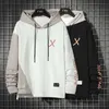 Japão estilo ocasional o-pescoço primavera outono listrado hoodie moletom sweatshirt espessa lã espessa hip hop high streetwear roupas 210818