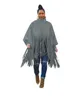 패션 가을 겨울 여자 재킷 플러스 사이즈 오버 코트 패션 의류 Batwing 긴 소매 스웨이드 술 망토 여성 의류 탑을위한 망토 가을 재킷
