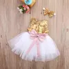 0-10Years Kid Baby Dress for Girls Princess Bow Tulle Tutu Party Bröllop Födelsedag Fancy Es Kostymer 210515