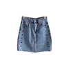 Lato Love Drukuj Dżinsowy Spódnica Kobiet Koreański Luźny Casual Mini Trend 21-28 210607
