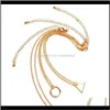 Chokers Necklaces & Pendants Jewelry Drop Delivery 2021 Multi-Layer Chain For Women Golden/Sier Color Round Circle Triangle Pendant Necklace