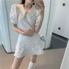 フレンチパール人形襟の半袖ドレス夏スリムフィギュアAワードドレス210522