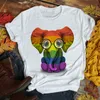 Femmes T-shirt 2020 Nouvel été à manches courtes coloré éléphant mode dame t-shirts hauts dames femmes graphique femme t-shirt x0628